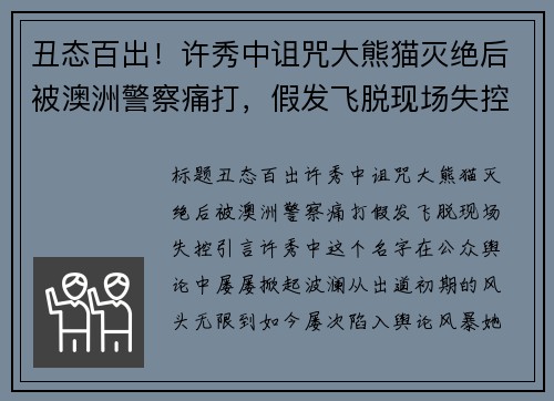 丑态百出！许秀中诅咒大熊猫灭绝后被澳洲警察痛打，假发飞脱现场失控